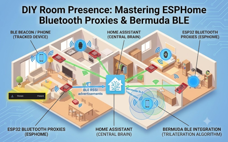 Mastering Room Presence: ESP32 Bluetooth Proxies & Bermuda BLE