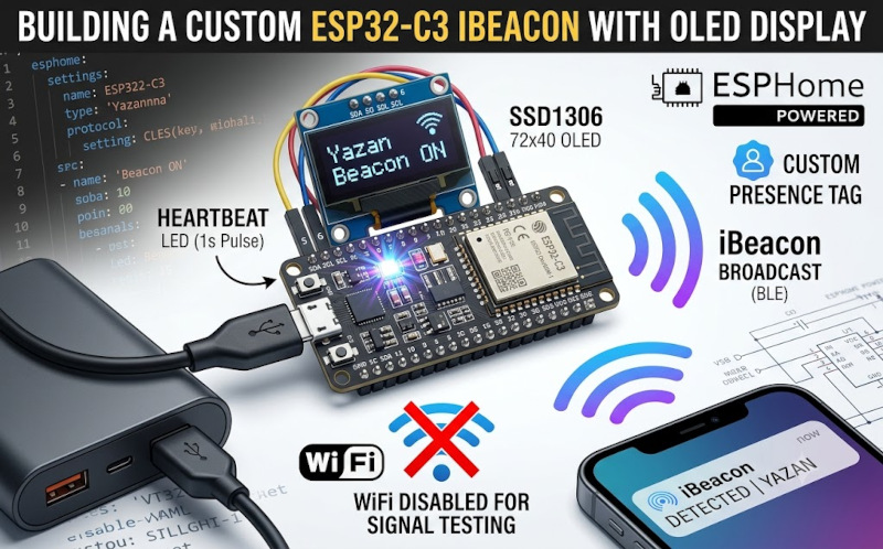 Building a Custom ESP32 iBeacon with an OLED Status Display using ESPHome