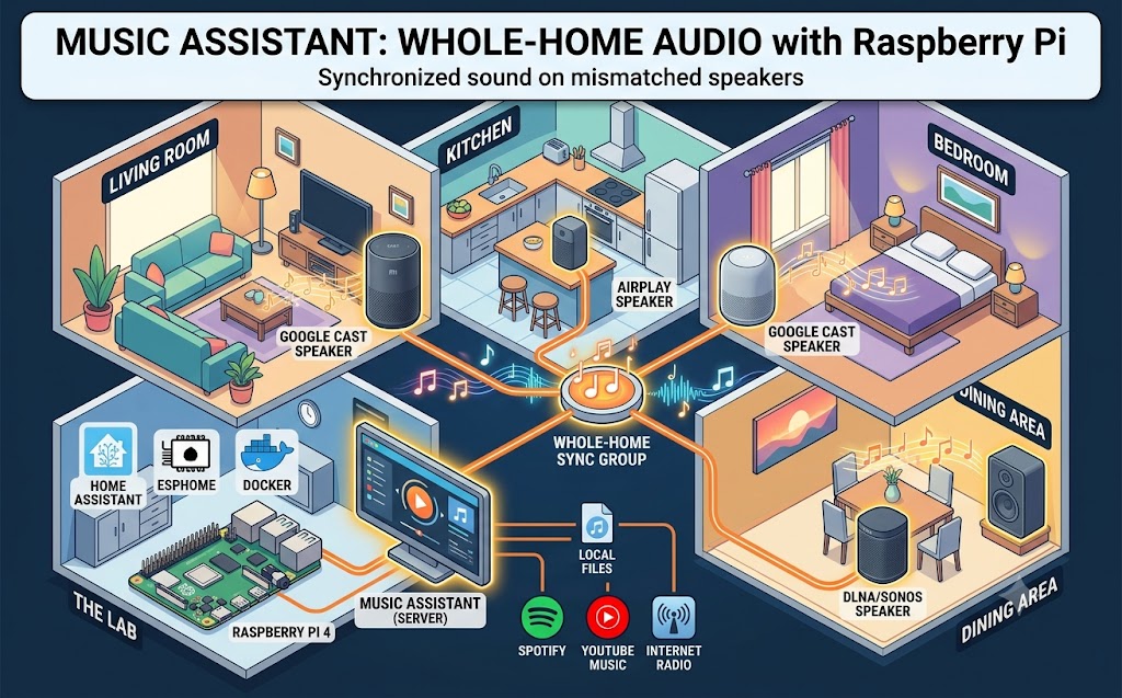 Pump Up the Volume: Multi-Room Audio with Music Assistant on the Raspberry Pi 4